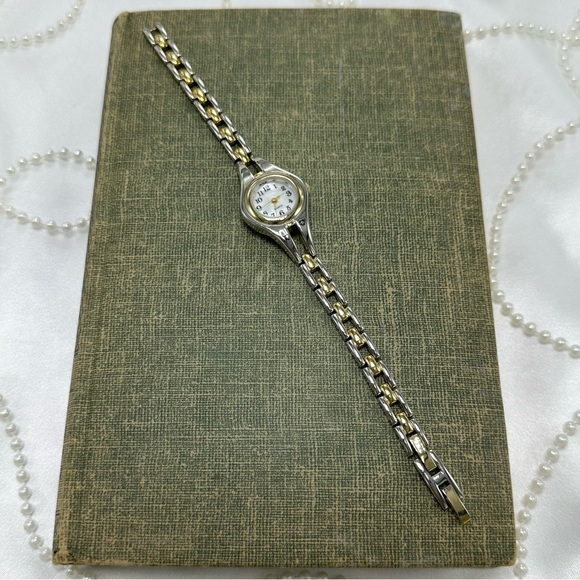 Two-Tone Round Dial Watch with Mother of Pearl Dial - Picture 5 of 6